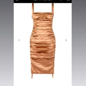 Silk midi dress flattering and tonal lace up